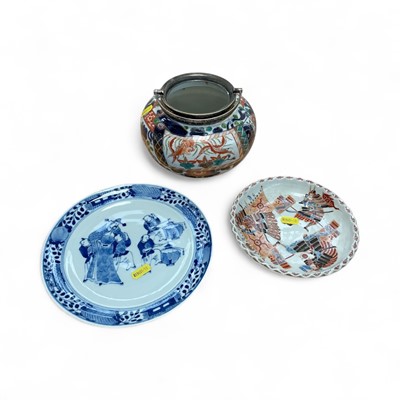 Lot 5007 - 19th century Chinese blue and white plate and two pieces of Japanese porcelain