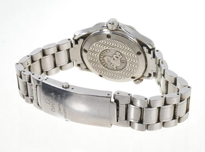 Lot 759 - Gentlemen's Omega Seamaster Professional stainless steel wristwatch with blue dial, on stainless steel bracelet, Circa 2002, in box with papers