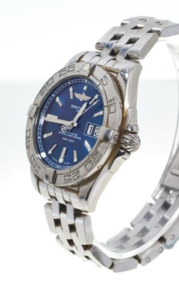 Lot 770 - Gentlemen's Breitling Stainless steel automatic wristwatch model A49350 in box with receipt