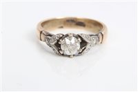 Lot 3471 - Gold (18ct) single stone diamond ring with a...