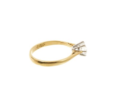 Lot 520 - Diamond single stone ring with a heart-shaped brilliant cut diamond weighing 0.632cts, E colour and VS2 clarity, in 18ct gold setting. Certificated.