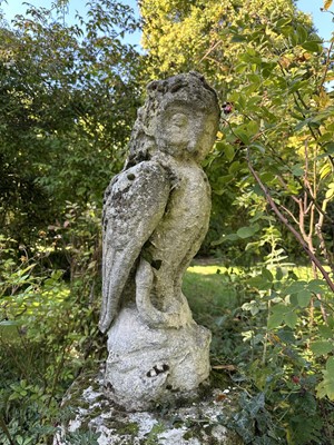 Lot 1931 - 19th century carved stone owl