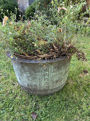 Lot 1933 - Antique riveted copper with flared rim, 51.5cm diameter x 32cm high