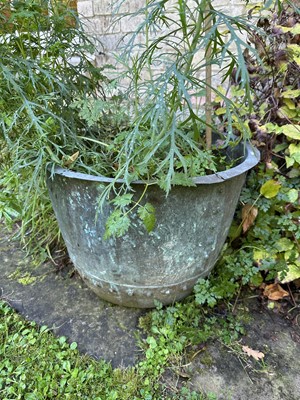 Lot 1939 - Antique riveted copper with flared rim, 53.5cm diameter x 37cm high