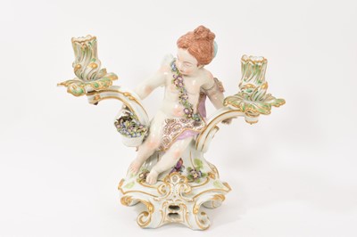 Lot 250 - 19th century continental porcelain candelabrum