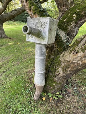 Lot 1951 - Georgian lead hopper of typical form, with shell and star motifs, 89cm high overall