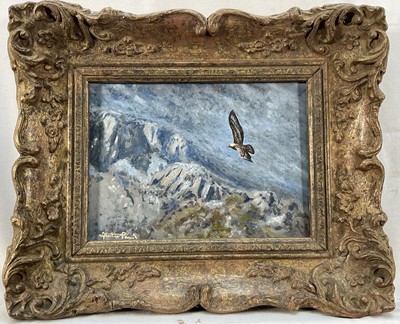 Lot 182 - Alistair Proud (b. 1954) oil on board, Golden Eagle, signed, with written description verso, 15 x 21cm. Provenance: Estate of John Burton (1944-2022), renowned conservationist and ecologist...