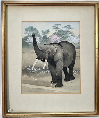 Lot 185 - Maurice Wilson (1914-1987) watercolour, Elephant, signed, 26 x 23cm. Provenance: Estate of John Burton (1944-2022), renowned conservationist and ecologist, founder of the World Wide Land Conserv...