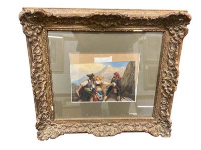 Lot 1104 - After Alexander Marie Colin (1798-1875); watercolour - The Brigand, 15 x 19cm, glazed frame