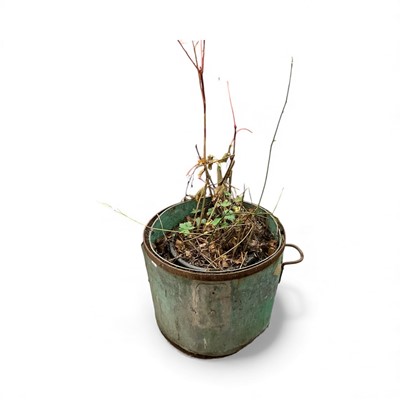Lot 1959 - Antique copper and iron planter, straight sided with twin iron handles, 57cm diameter x 47cm high
