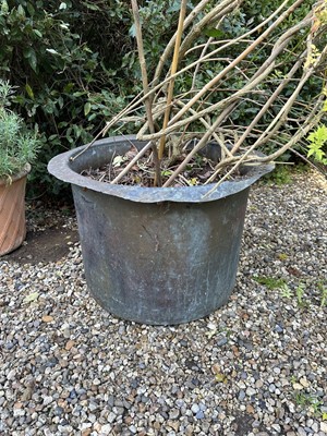 Lot 1962 - Antique straight sided copper with flared rim, 72cm diameter x 51cm high