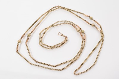 Lot 704 - Victorian 9ct gold guard chain with fancy links