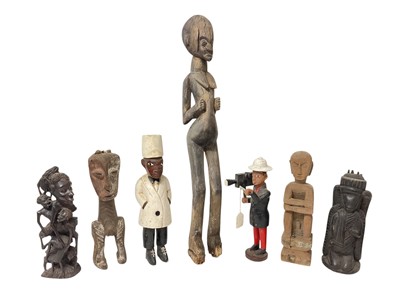 Lot 868 - Collection of wooden tribal figural carvings
