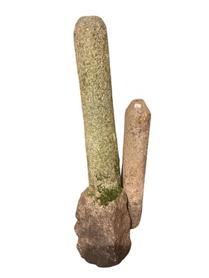 Lot 1963 - Two Cornish granite gate posts, one 103cm high