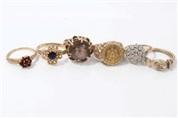 Lot 3462 - Group of six gold (9ct) dress rings