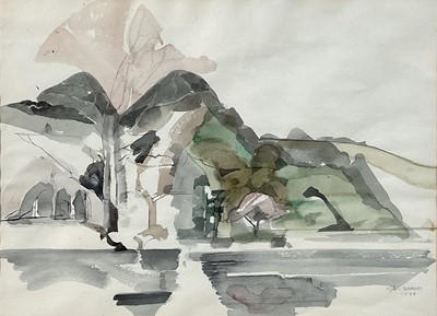 Lot 79 - John Addyman (1929-2006) two signed watercolours - Sudbury, 1988, 25cm x 34cm and Approaching the sea, 17cm x 24cm, glazed and framed