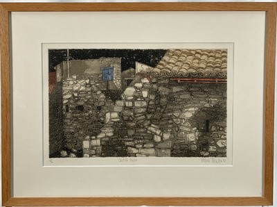 Lot 80 - Valerie Thornton (1931-1991) aquatint - Castillo Nuevo, signed and dated '81, 25cm x 41cm, 49/50, glazed frame