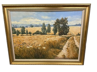 Lot 1106 - Brian Argent Smith (1937-2025) oil on canvas, extensive East Anglian landscape, 77 x 100cm, framed