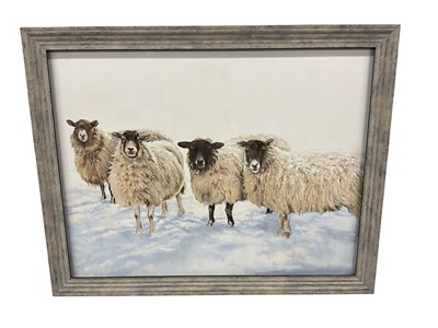 Lot 1111 - Brian Argent Smith (1937-2025) oil on canvas, Four sheep, 78 x 98cm, framed