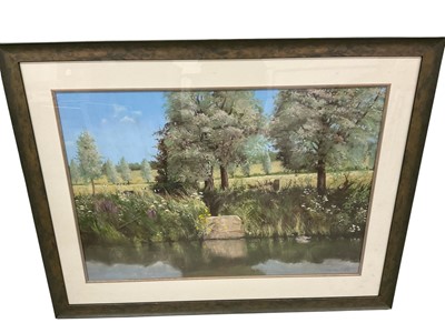 Lot 1118 - Brian Argent Smith (1937-2025) pastel, Summer river, signed, 58 x 82cm, glazed frame