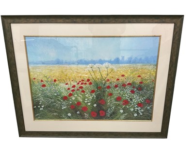 Lot 1122 - Brian Argent Smith (1937-2025) pastel, Landscape with poppies, signed, 60 x 80cm, glazed frame