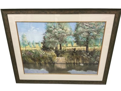 Lot 1123 - Brian Argent Smith (1937-2025) print, River bank, 58 x 82cm, glazed frame