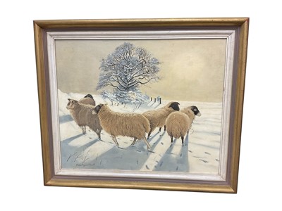 Lot 1126 - Brian Argent Smith (1937-2025) oil on board, Sheep in winter, signed, 46 x 53cm, framed