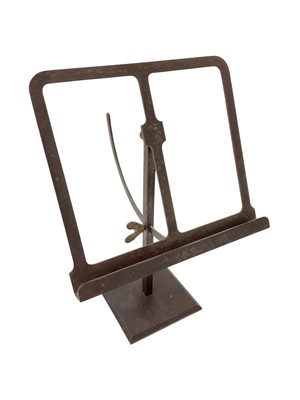 Lot 1878 - Antique steel adjustable lectern, 33cm high