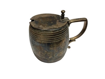 Lot 136 - Victorian silver mustard pot in the form of a barrel (Birmingham 1865)