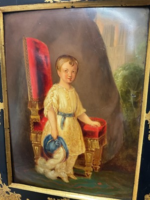 Lot 12 - Mid-19th century French Royal portrait on papier mâché panel and matching frame