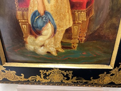 Lot 12 - Mid-19th century French Royal portrait on papier mâché panel and matching frame