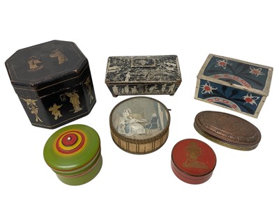 Lot 1885 - Collection of various boxes, the largest a canted Chinese lacquer tea caddy, 16cm wide. (7)