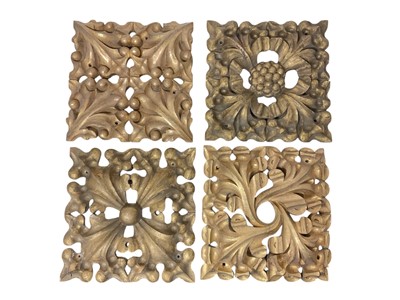 Lot 1892 - Set of four Victorian carved and gilded pine roof bosses, 30cm wide