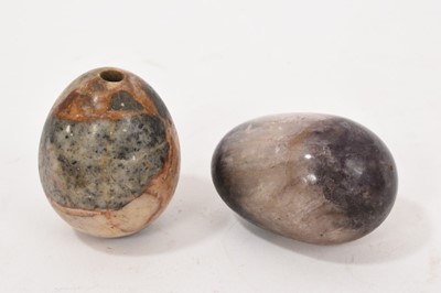 Lot 924 - Blue John specimen egg and another mineral specimen egg (2)
