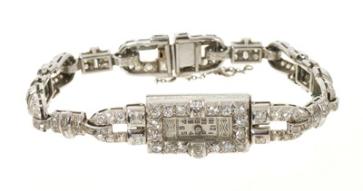 Lot 783 - Art Deco diamond cocktail watch