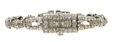 Lot 783 - Art Deco diamond cocktail watch