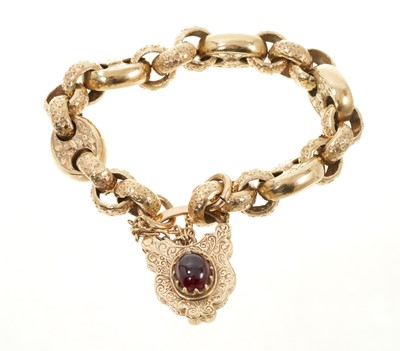 Lot 595 - Victorian-style gold bracelet with padlock clasp