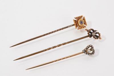 Lot 730 - Three Victorian stick pins