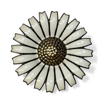Lot 1 - Georg Jensen Danish silver gilt and enamel daisy brooch