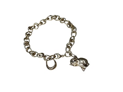 Lot 5 - Georg Jensen Danish silver 'Offspring' bracelet, no 433, with a silver elephant charm