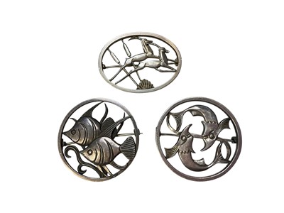 Lot 7 - Three George Tarratt silver brooches designed by Geoffrey Guy Bellamy