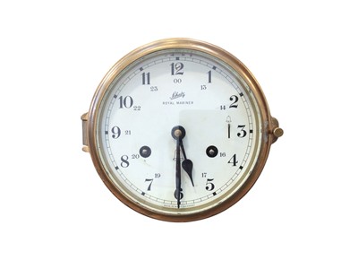 Lot 3078 - Old brass 'Royal Mariner' ship's bulkhead clock by Schatz