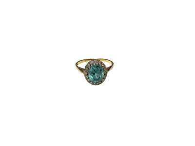 Lot 13 - Blue zircon and diamond cluster ring