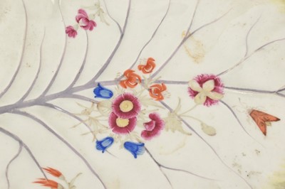 Lot 64 - Worcester cabbage leaf shaped dish, painted with flowers, circa 1770