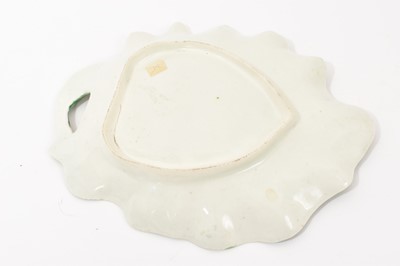 Lot 64 - Worcester cabbage leaf shaped dish, painted with flowers, circa 1770