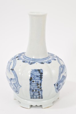 Lot 61 - South East Asian blue and white lobed bottle shaped vase