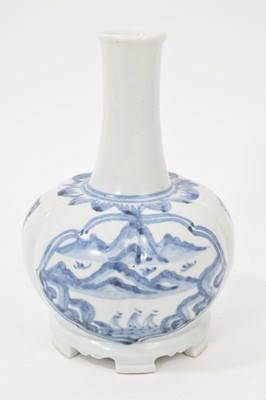 Lot 61 - South East Asian blue and white lobed bottle shaped vase