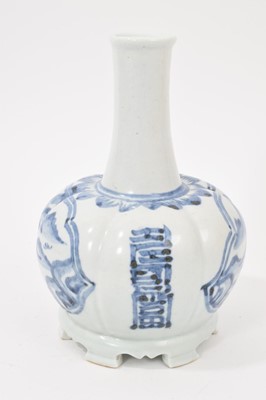 Lot 61 - South East Asian blue and white lobed bottle shaped vase