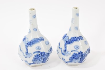 Lot 59 - Pair of Japanese Hirado bottle shaped vases