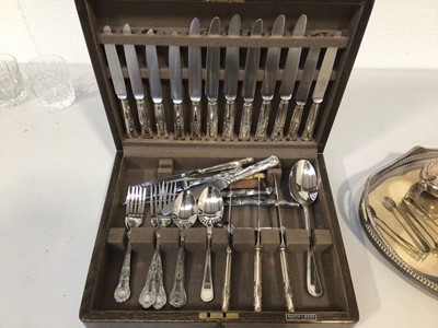 Lot 5028 - Canteen of plated cutlery, plated tray and cruet
